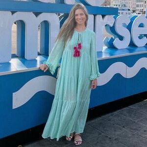 LAST CALL Sundress Neo Maxi Dress in Aqua – Size XS/S